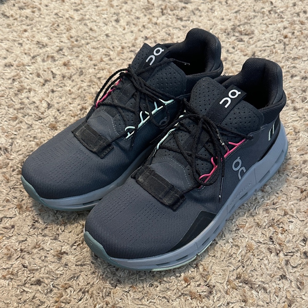 On Running Black and Pink Athletic Shoes